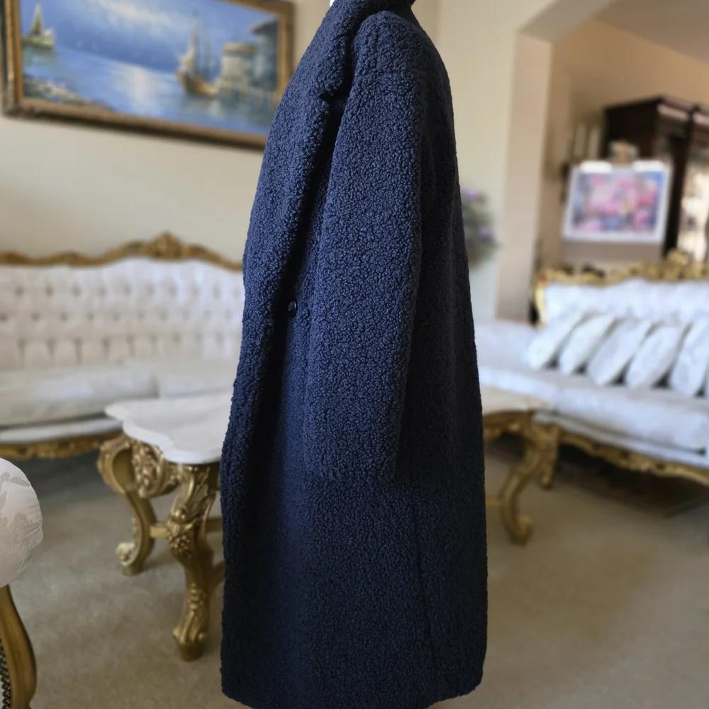 Zara Navy color Teddy Coat- Oversized - Picture 3 of 9